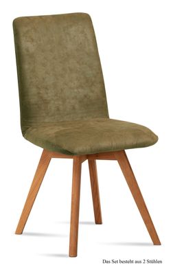 Esszimmerstuhl (2er-Set) Dilga 47x92x60 Schwarz/Olivgrün