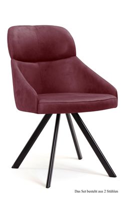 Esszimmerstuhl drehbar (2er-Set) Diann 52x82x63 Schwarz/Marsala