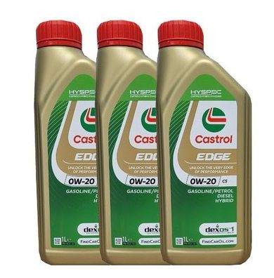 Castrol Edge 0W-20 C5 Dexos 1 Fiat 955535-Cr1 Jaguar 03.5006 3x1 Liter Motoröl