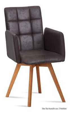 Armlehnstuhl (2er-Set) Dione 52x91x60 Eiche geölt/Espresso