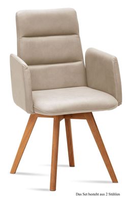 Armlehnstuhl (2er-Set) Dobka 52x92x60 Eiche geölt/Natur