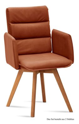 Armlehnstuhl (2er-Set) Dodie 52x92x60 Eiche geölt/Cognac