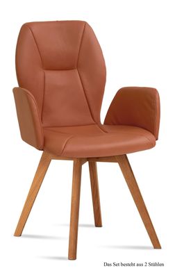 Armlehnstuhl (2er-Set) Donka 58x92x60 Eiche geölt/Cognac