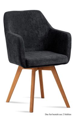 Armlehnstuhl (2er-Set) Dolli 57x87x60 Eiche geölt/Anthrazit