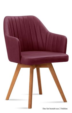 Armlehnstuhl (2er-Set) Domna 58x81x60 Eiche geölt/Marsala