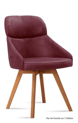 Esszimmerstuhl (2er-Set) Donna 52x82x63 Eiche geölt/Marsala