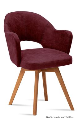 Armlehnstuhl (2er-Set) Dolly 59x87x61 Eiche geölt/Marsala