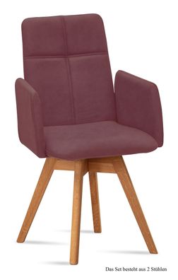 Armlehnstuhl drehbar (2er-Set) Dorey 52x92x60 Eiche geölt/Marsala