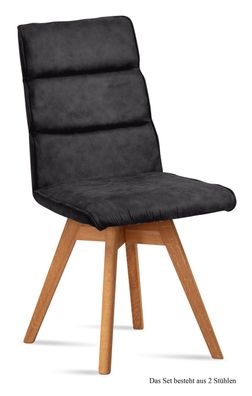 Esszimmerstuhl drehbar (2er-Set) Doris 47x92x60 Eiche geölt/Anthrazit