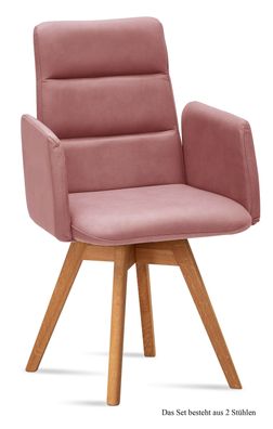 Armlehnstuhl drehbar (2er-Set) Dorit 52x92x60 Eiche geölt/Rosewood