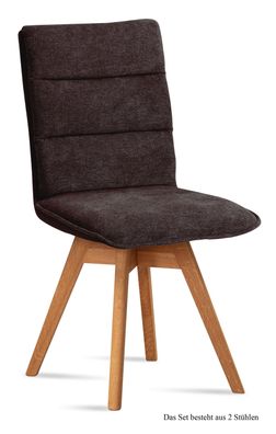 Esszimmerstuhl drehbar (2er-Set) Dorle 47x92x60 Eiche geölt/Espresso