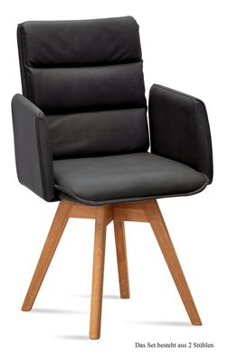 Armlehnstuhl drehbar (2er-Set) Dorri 52x92x60 Eiche geölt/Anthrazit