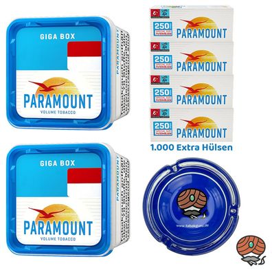 Paramount Blue Volumentabak Giga Box 2x 230g, Blue Extra Hülsen, Glasascher