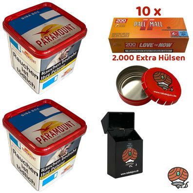 Paramount Volumentabak Giga Box 2x 230g, Pall Mall Allround Xtra Hülsen, Zubeh