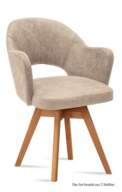 Armlehnstuhl drehbar (2er-Set) Dosya 59x87x61 Eiche geölt/Natur