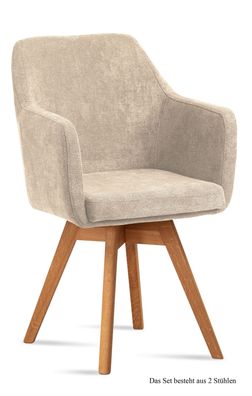 Armlehnstuhl drehbar (2er-Set) Dorry 57x87x60 Eiche geölt/Natur