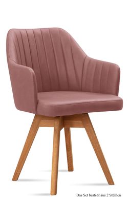 Armlehnstuhl drehbar (2er-Set) Dotty 58x81x60 Eiche geölt/Rosewood