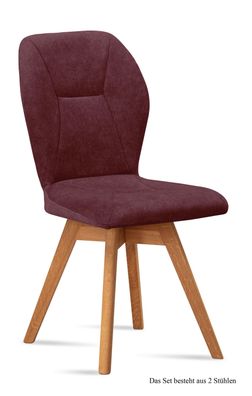 Esszimmerstuhl drehbar (2er-Set) Draga 51x92x60 Eiche geölt/Marsala