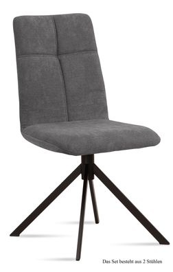 Esszimmerstuhl (2er-Set) Drona 47x92x60 Schwarz/Grau