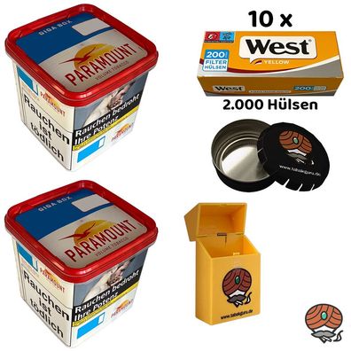 Paramount Volumentabak Giga Box 2x 230g, 2000 West Yellow Hülsen, Zubehör
