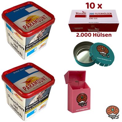 Paramount Volumentabak Giga Box 2x 230g, 2000 Winston Hülsen, Zubehör
