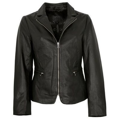 MADDOX - Damen Lederjacke Blazer Lammnappa schwarz