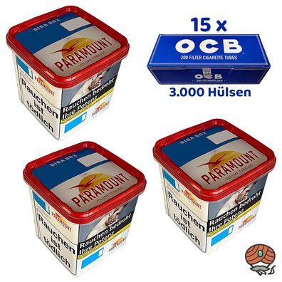 Paramount Volumentabak Giga Box 3x 220g, 3000 OCB Hülsen