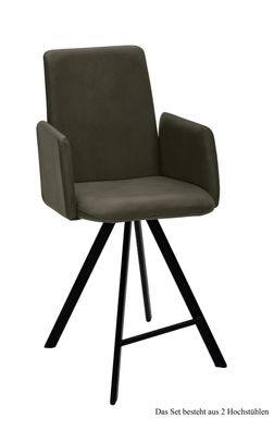 Thekenstuhl (2er-Set) Deerdre 52x109x60 Schwarz/Khaki