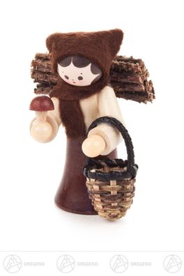 Miniatur Pilzfrau natur H=ca 6 cm NEU Erzgebirge Weihnachtsfigur Holzfigur