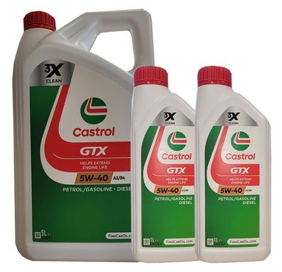 Castrol GTX 5W-40 A3/ B4 MB 229.3 VW 502 00/ 505 00 5 + 2x1 Liter Motoröl