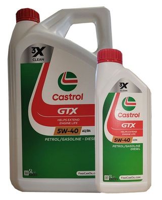 Castrol GTX 5W-40 A3/ B4 MB 229.3 VW 502 00/ 505 00 5 + 1 Liter Motoröl