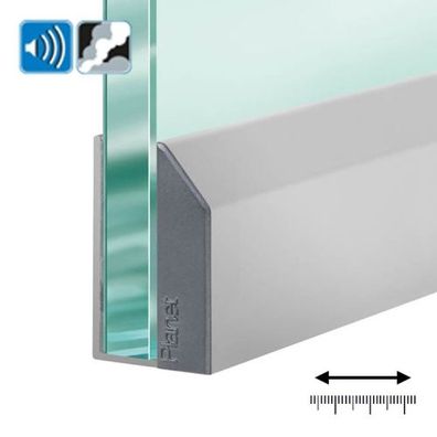 Planet KG-A10 schmal Bodentürdichtung Glasdichtung farblos eloxiert Dichtung