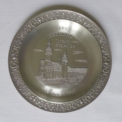 100 Jahre KVFC Kreisverband Fußball Chemnitz Zinnteller Wandteller