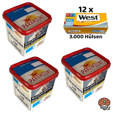 Paramount Volumentabak Giga Box 3x 230g, West Yellow Extra Hülsen