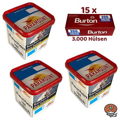 Paramount Volumentabak Giga Box 3x 230g, 3000 Burton Hülsen