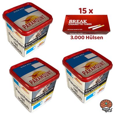 Paramount Volumentabak Giga Box 3x 230g, 3000 Break Hülsen
