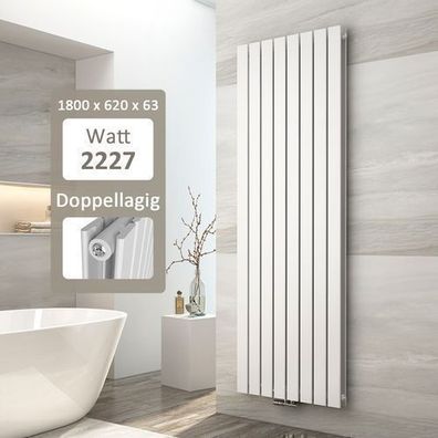 EMKE® Vertikal Heizkörper Design Paneelheizkörper 1800x620mm Weiß Doppellagig