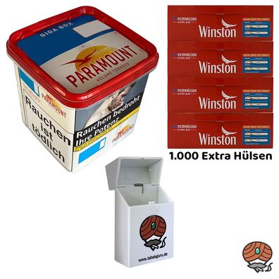 Paramount Volumentabak Giga Box 230g, Winston Extra Hülsen, Feuerzeuge, Box