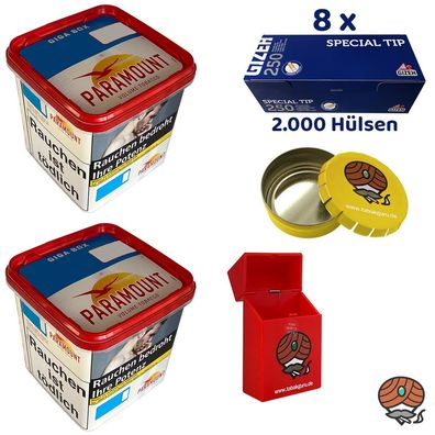 Paramount Volumentabak Giga Box 2x 230g, Gizeh Special Tip Hülsen, Zubehör