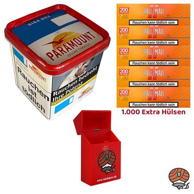 Paramount Volumentabak Giga Box 230g, Pall Mall Allround Xtra Hülsen, Zubehör
