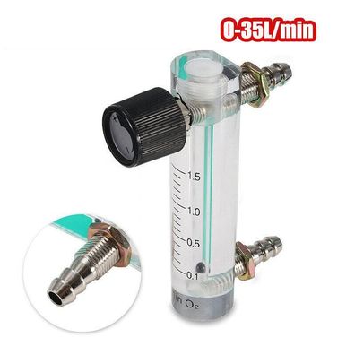 Flowmeter 0-35L Gas-Durchflussmesser mit Regelventil für Sauerstoff Neu