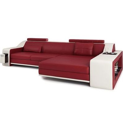 Ledersofa Leder Wohnlandschaft Sofa Couch Designsofa Ledercouch L-Form LED Berlin IV