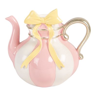 Clayre & Eef Kerzenständer Teekanne 13x10x11 cm Rosa Kunststoff (Gr. 13x10x11 cm)