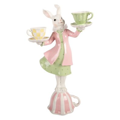 Clayre & Eef Kerzenständer Kaninchen 23x13x41 cm Weiß Kunststoff (Gr. 23x13x41 cm)