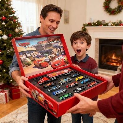 12Pcs Disney Pixar Cars Gift Box - Metal Diecast Lightning McQueen Model Toy Set