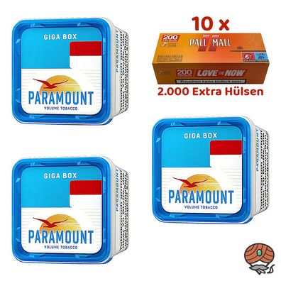 Paramount Blue Volumentabak Giga Box 3x 230g, Pall Mall Allround Xtra Hülsen