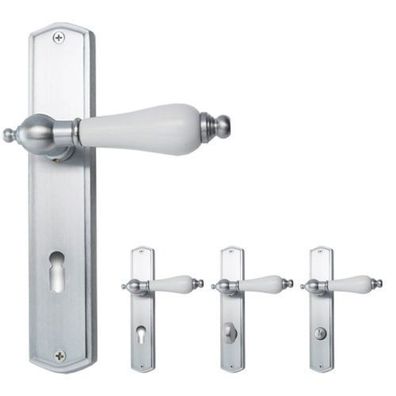 Ghidini R039 Oscar mattchrom weiß BB/PZ/WC Türdrücker Langschild Türbeschlag