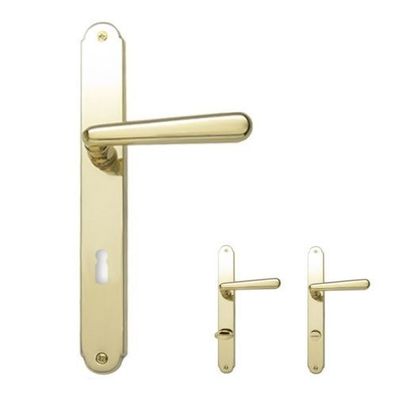 Ghidini Altwien Tirol Langschildgarnitur M1 Messing poliert Türdrückergarnitur