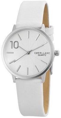 Excellanc Analog Damenuhr Kunstlederarmband beige weiß