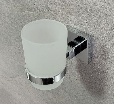Mezzo Chrome Zahnbecher m. Wandhalterung 403002 Metall verchromt/ Glas satiniert
